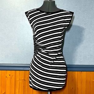 EUC- Black and white striped sleeveless tunic size small